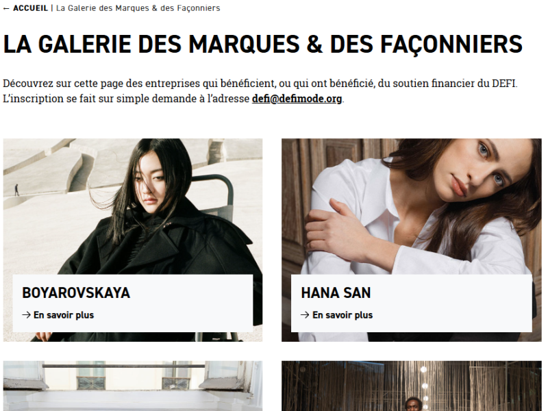 La galerie des marques & des façonniers du DEFI : comment s’inscrire ?