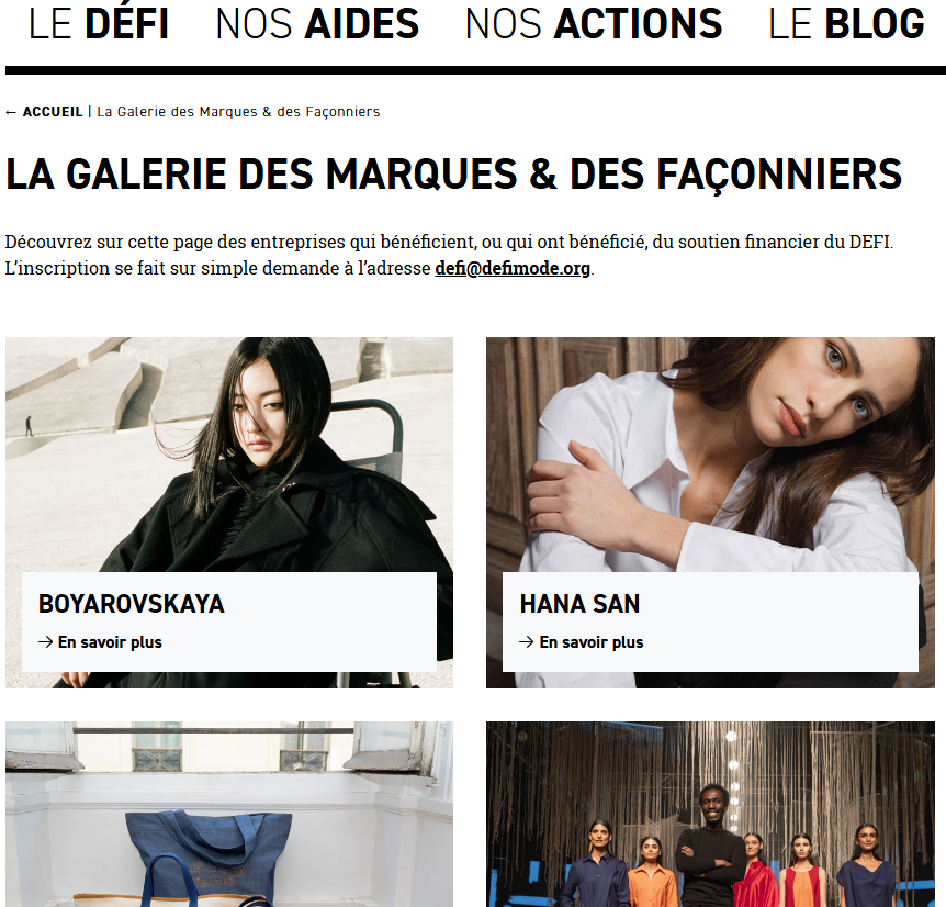 La galerie des marques & des façonniers du DEFI : comment s’inscrire ?